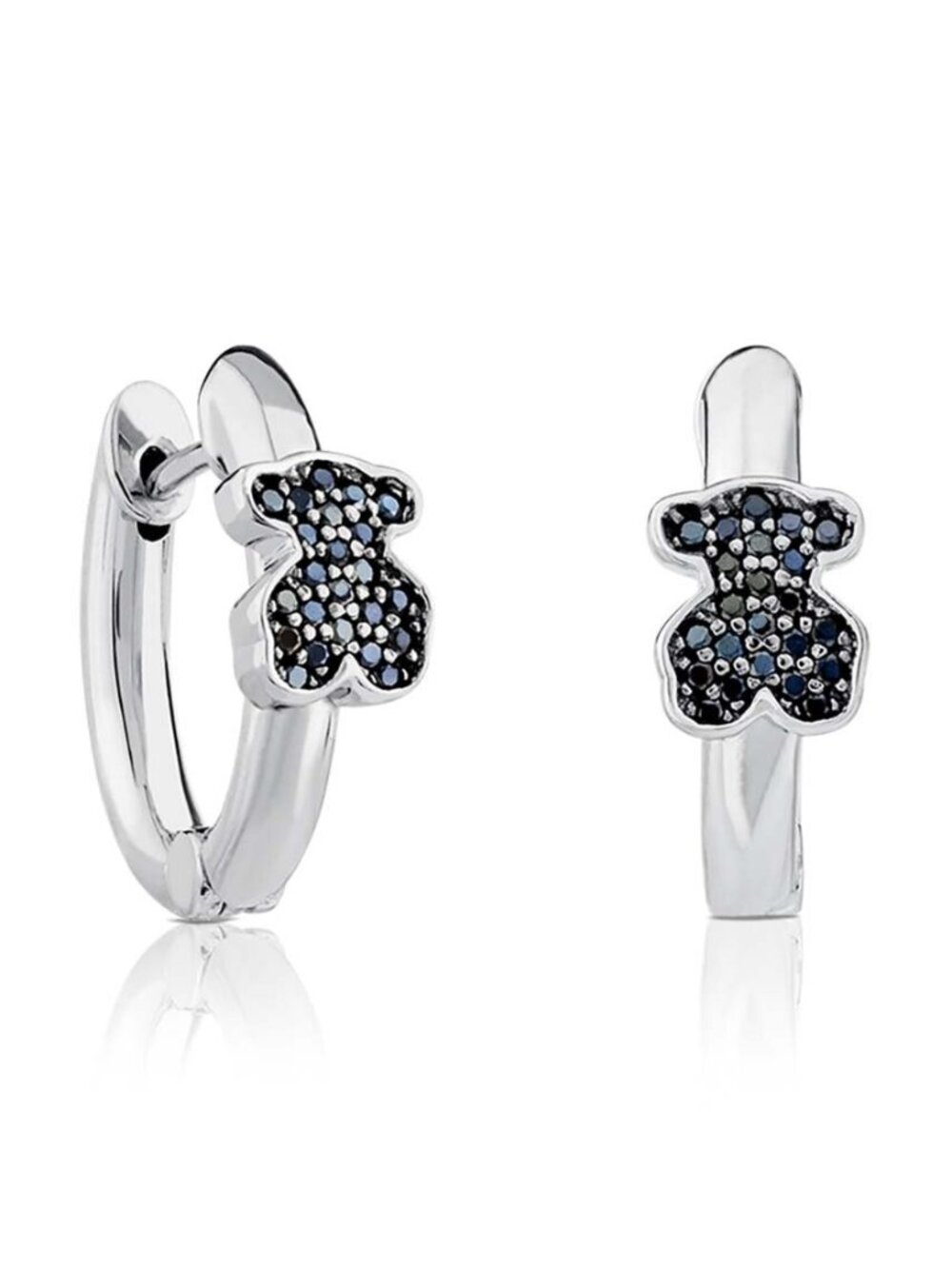 Small Hoop Earrings in Sterling Silver & Spinel.